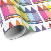 Papier Cadeau Rainbow Crayons Artist Art Fête d'anniversaire pou (Coin rond)