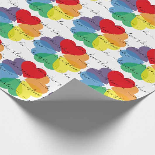 Papier Cadeau Rainbow Hearts L'amour est l'amour (Coin)