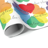 Papier Cadeau Rainbow Hearts L'amour est l'amour (Coin rond)