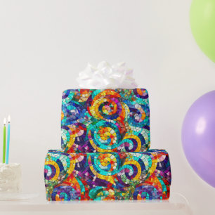 Papier Cadeau Rainbow Jewel Tone Mosaic Verre Motif Anniversaire