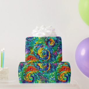 Papier Cadeau Rainbow Jewel Tone Mosaic Verre Motif Anniversaire
