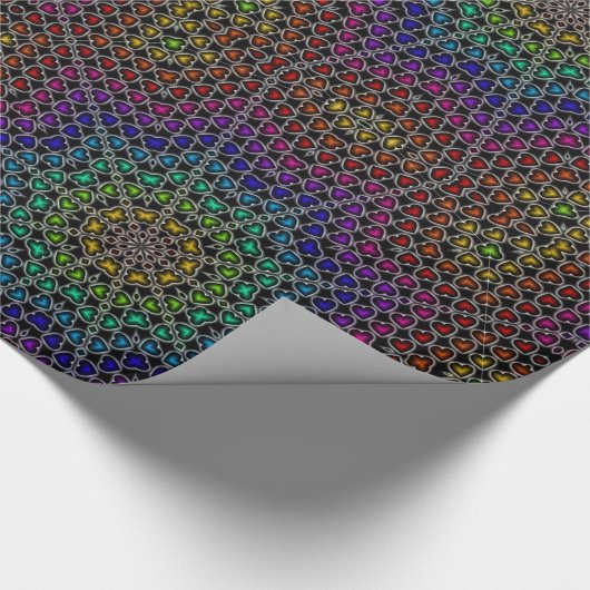 Papier Cadeau Rainbow Kaleidoscope Coeurs Motif papier d'envelop (Coin)