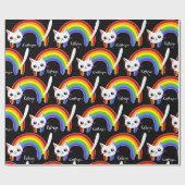 Papier Cadeau Rainbow Kitty Chat personnalisé (Plat)