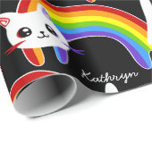 Papier Cadeau Rainbow Kitty Chat personnalisé (Coin rond)