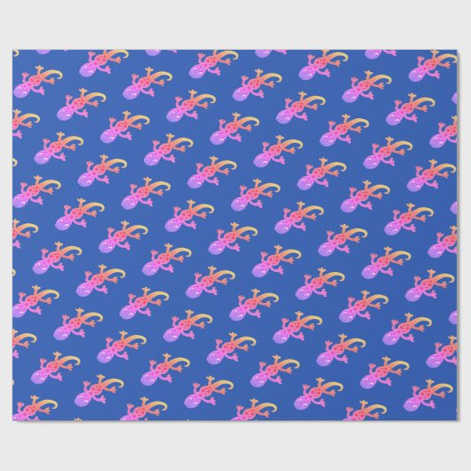 Papier Cadeau Rainbow Lizard Gecko Dessin Girl (Plat)