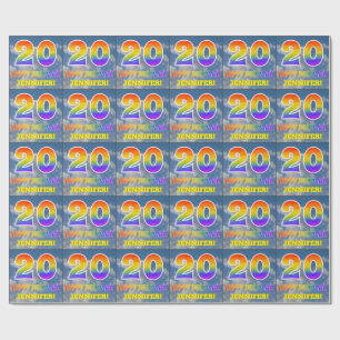 Papier Cadeau Rainbow Look "20" & "HAPPY BANTHDAY", Nuages, Sky