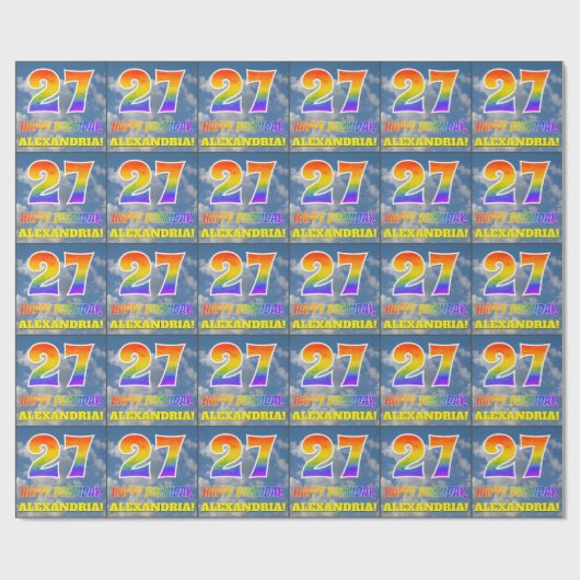 Papier Cadeau Rainbow Look "27" & "HAPPY BANTHDAY", Nuages, Sky (Plat)
