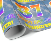 Papier Cadeau Rainbow Look "37" & "HAPPY BANTHDAY", Nuages, Sky (Coin rond)