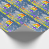 Papier Cadeau Rainbow Look "4" & "HEUREUX ANNIVERSAIRE", Nuages, (Coin)