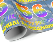 Papier Cadeau Rainbow Look "66" & "HAPPY BANTHDAY", Nuages, Sky (Coin rond)