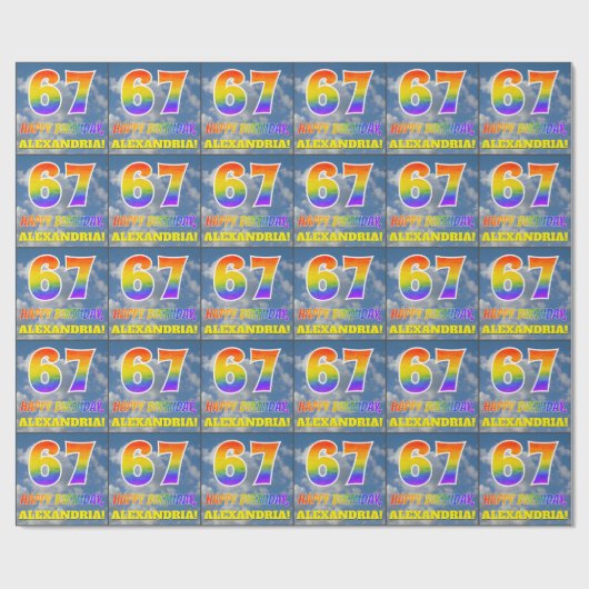 Papier Cadeau Rainbow Look "67" & "HAPPY BANTHDAY", Nuages, Sky (Plat)