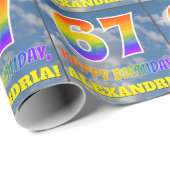 Papier Cadeau Rainbow Look "67" & "HAPPY BANTHDAY", Nuages, Sky (Coin rond)