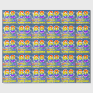 Papier Cadeau Rainbow Look "68" & "HAPPY BANTHDAY", Nuages, Sky