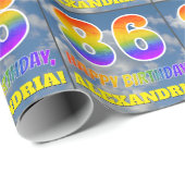 Papier Cadeau Rainbow Look "86" & "HAPPY BANTHDAY", Nuages, Sky (Coin rond)