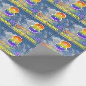 Papier Cadeau Rainbow Look "8" & "HEUREUX ANNIVERSAIRE", Nuages, (Coin)