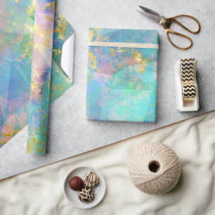 Papier Cadeau Rainbow Ombre et Gold Fire Opal Motif