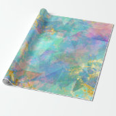 Papier Cadeau Rainbow Ombre et Gold Fire Opal Motif (Déroulé)