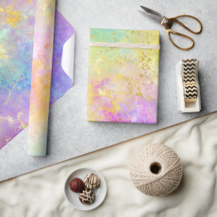 Papier Cadeau Rainbow Ombre et Gold Fire Opal Motif