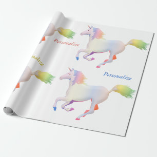 Papier Cadeau Rainbow Pastel Unicorn Personnaliser