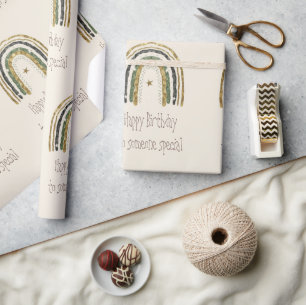 Papier Cadeau Rainbow Pink Gold Joyeux anniversaire Quelqu'un sp