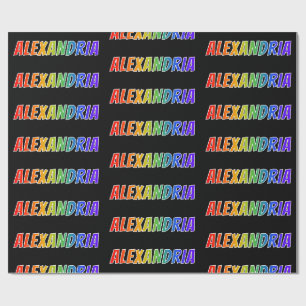 Papier Cadeau Rainbow Prénom "ALEXANDRIA"; Amusant et coloré