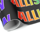 Papier Cadeau Rainbow Prénom "ALLISON"; Amusant et coloré (Coin rond)