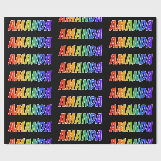 Papier Cadeau Rainbow prénom "AMANDA"; Amusant et coloré (Plat)