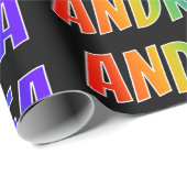 Papier Cadeau Rainbow Prénom "ANDREA"; Amusant et coloré (Coin rond)