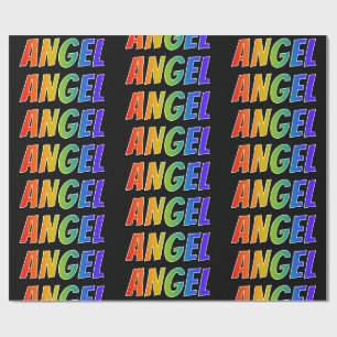 Papier Cadeau Rainbow Prénom "ANGEL"; Amusant et coloré
