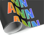 Papier Cadeau Rainbow Prénom "ANN"; Amusant et coloré (Coin rond)