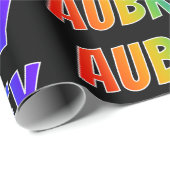 Papier Cadeau Rainbow Prénom "AUBREY"; Amusant et coloré (Coin rond)