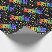 Papier Cadeau Rainbow Prénom "BRIAN" + Stars (Coin)