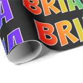Papier Cadeau Rainbow Prénom "BRIANA"; Amusant et coloré (Coin rond)