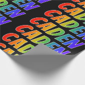 Papier Cadeau Rainbow Prénom "CADEN"; Amusant et coloré (Coin)