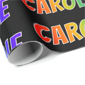 Papier Cadeau Rainbow Prénom "CAROLINE"; Amusant et coloré (Coin rond)
