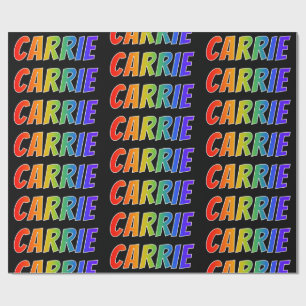 Papier Cadeau Rainbow Prénom "CARRIE"; Amusant et coloré