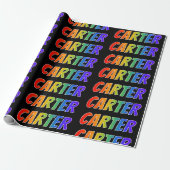 Papier Cadeau Rainbow Prénom "CARTER"; Amusant et coloré (Déroulé)
