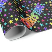 Papier Cadeau Rainbow Prénom "CHRISTINE" + Stars (Coin rond)