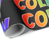 Papier Cadeau Rainbow Prénom "COLBY"; Amusant et coloré (Coin rond)