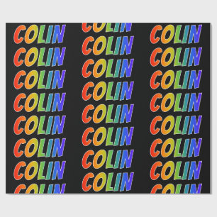Papier Cadeau Rainbow Prénom "COLIN"; Amusant et coloré