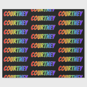 Papier Cadeau Rainbow Prénom "COURTNEY"; Amusant et coloré