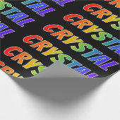 Papier Cadeau Rainbow prénom "CRYSTAL"; Amusant et coloré (Coin)