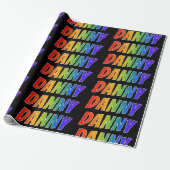 Papier Cadeau Rainbow prénom "DANNY"; Amusant et coloré (Déroulé)