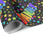 Papier Cadeau Rainbow Prénom "DANNY" + Stars (Coin rond)