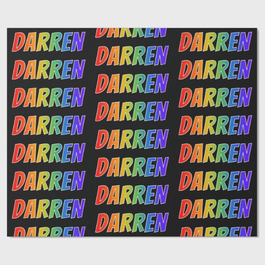 Papier Cadeau Rainbow Prénom "DARREN"; Amusant et coloré (Plat)
