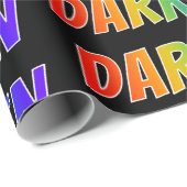 Papier Cadeau Rainbow Prénom "DARREN"; Amusant et coloré (Coin rond)