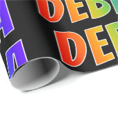 Papier Cadeau Rainbow Prénom "DEBRA"; Amusant et coloré (Coin rond)