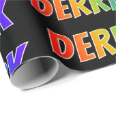 Papier Cadeau Rainbow Prénom "DERRICK"; Amusant et coloré (Coin rond)