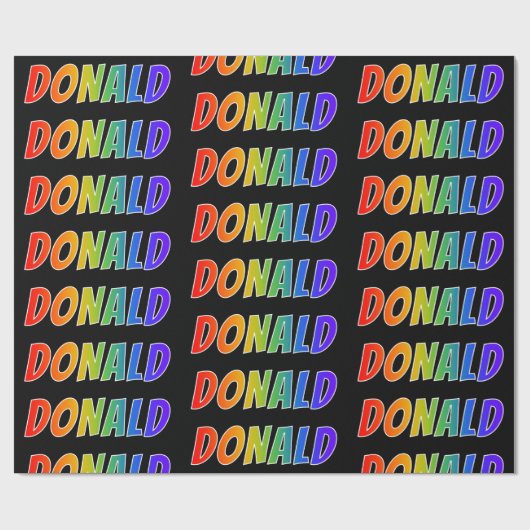 Papier Cadeau Rainbow Prénom "DONALD"; Amusant et coloré (Plat)