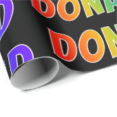 Papier Cadeau Rainbow Prénom "DONALD"; Amusant et coloré (Coin rond)